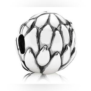 Authentic Pandora Retired Lotus Flower Clip Charm S925 Ale Very Rare